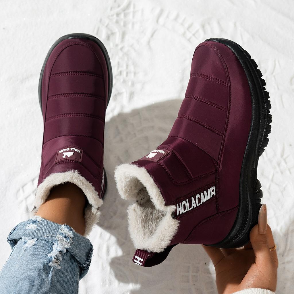 Women's Large Size Winter Warm Snow Boots Padded Lining Ankle Boots Fur Integral Non-slip Hiking Sports Cotton Boots