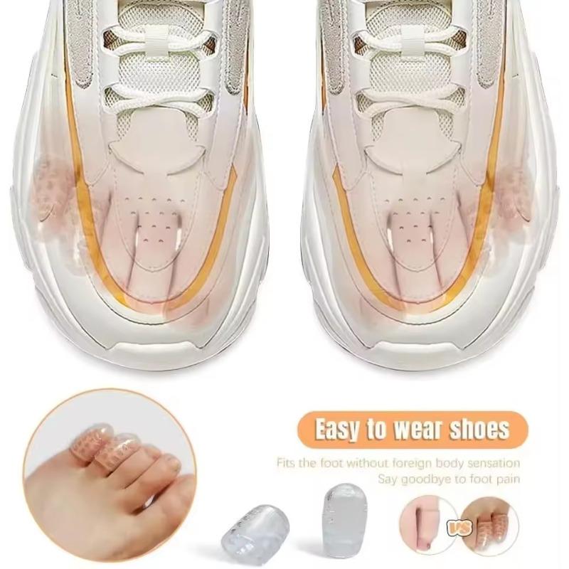 Embouts d'orteils transparents en silicone souple, respirants et anti-friction, protègent des ampoules et de la transpiration.