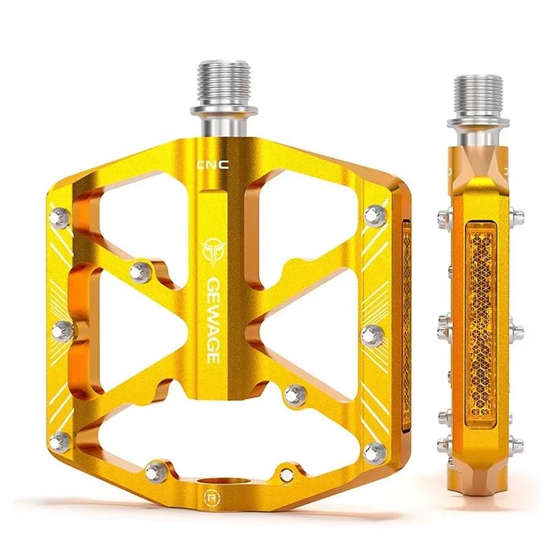 

Anti-slip Bicycle Pedals Aluminum Alloy MTB Road Bike Pedals 3 Bearing Bike Padal Platform 9 16 Universally Cycling Pedals золотистий