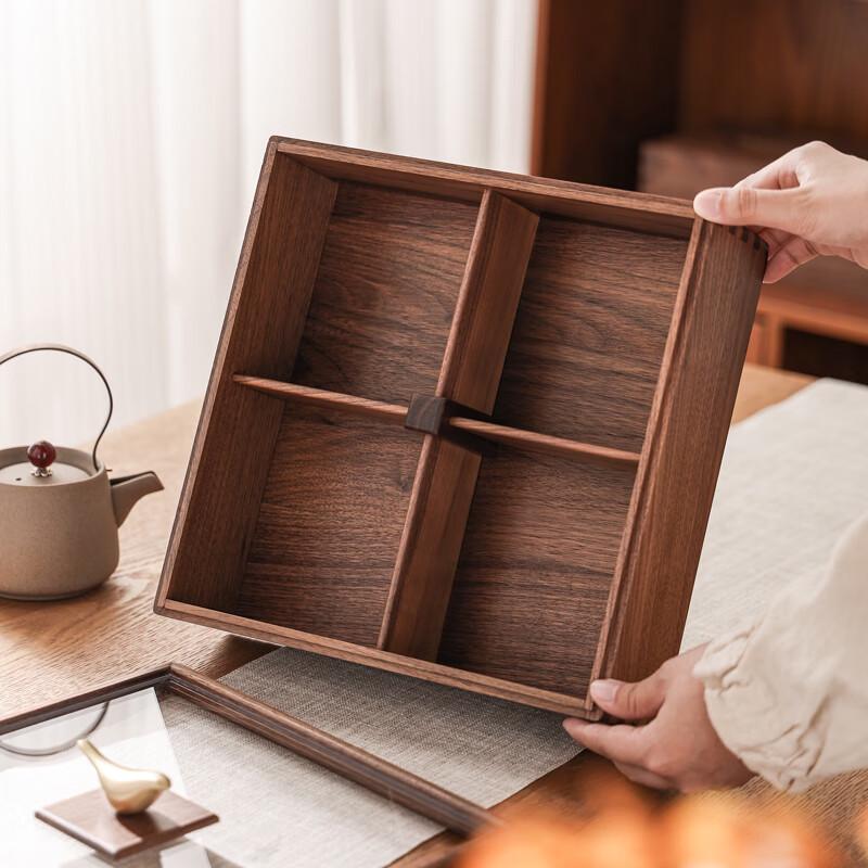 New Chinese Style Walnut Wood Divided Snack Tray