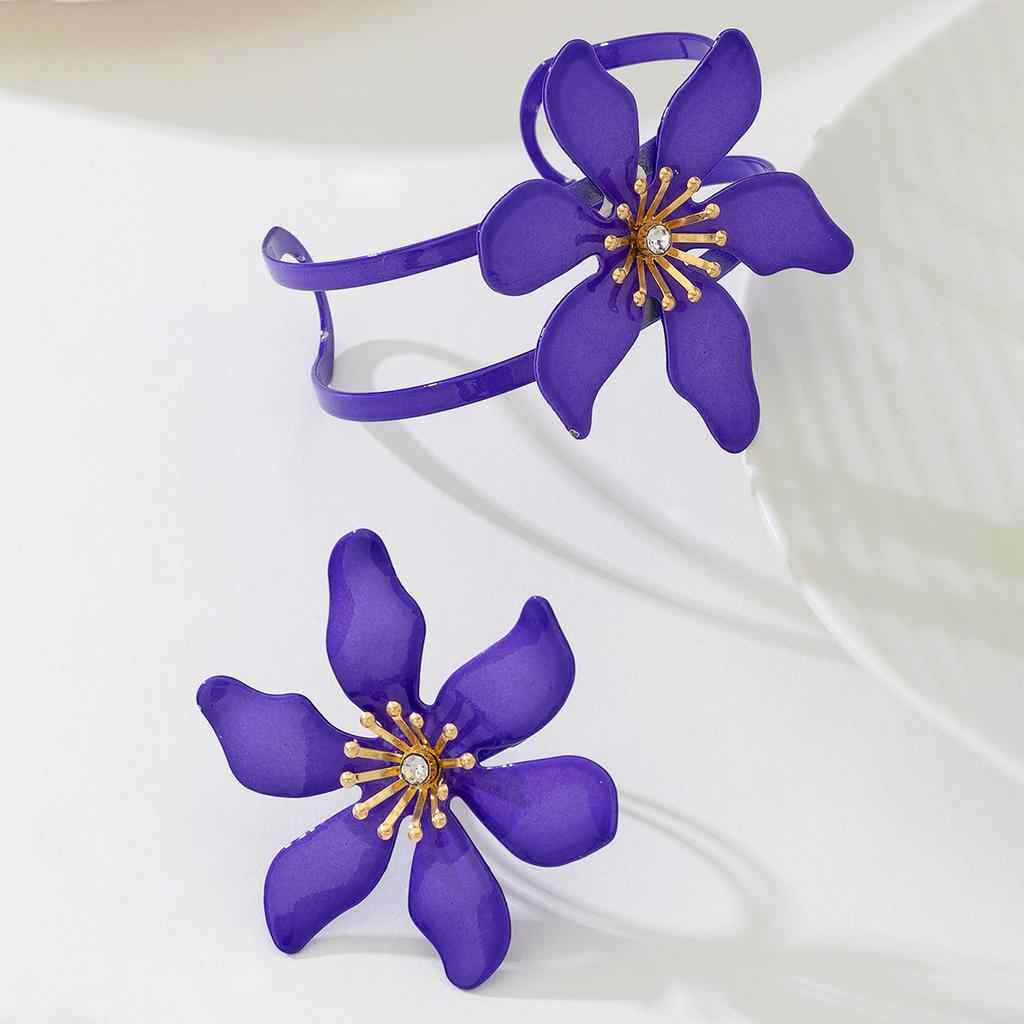 Statement Flower Cuff Bracelet and Ring Set