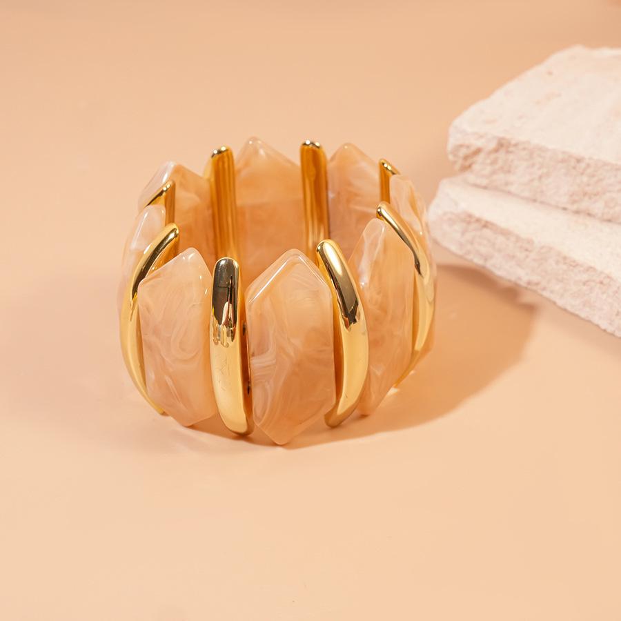 High-End European & Asian Gradient Acrylic Patchwork Bangle - Retro Exaggerated Style Wristband for Women