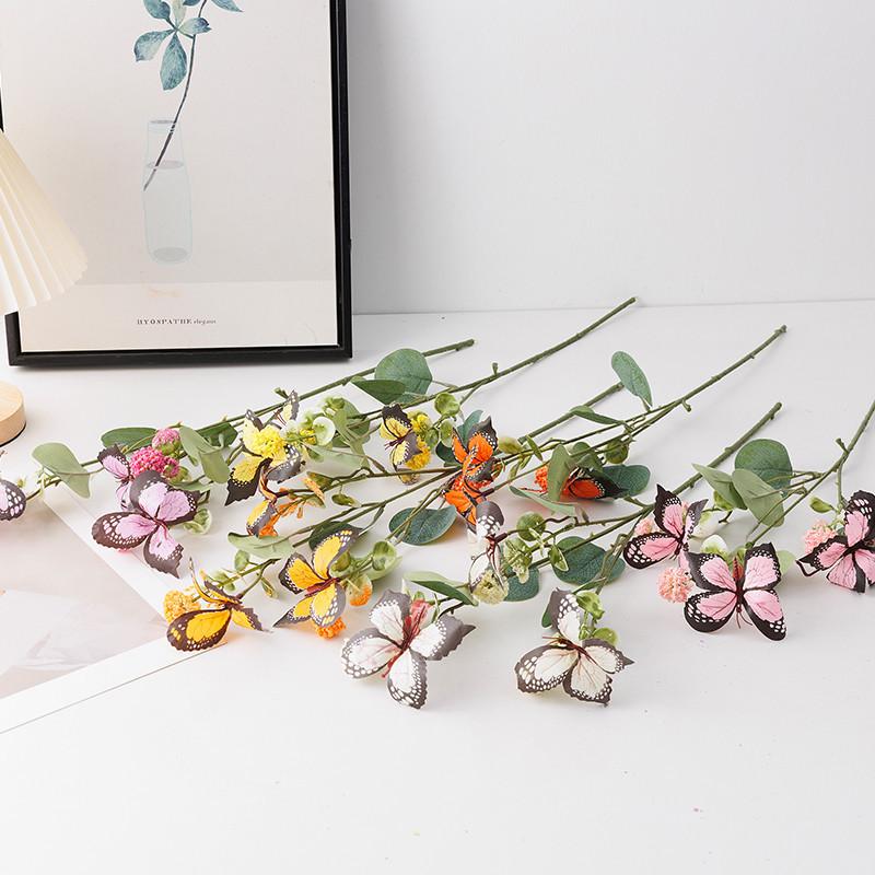 3-Forked Butterfly Dandelion Artificial Flower Party Wedding Decoration Fake Flowers Home Decoration Single Bouquet Plastic Flowers Plastic Flowers