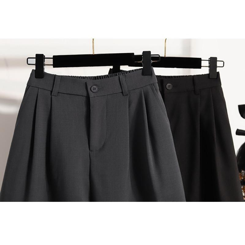 DIMANAF 2025 Plus Size Shorts Women Solid Loose High Waist Casual Short Pants Basic Summer New Wide Leg Pants