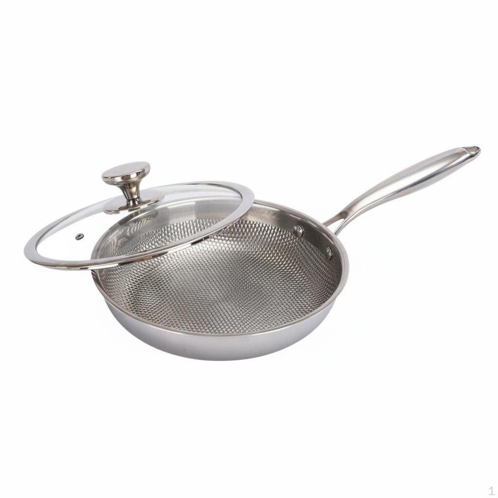 Stainless Steel Frying Pan Metal Utensil Uncoated ScratchResistant Hammered Skillet for