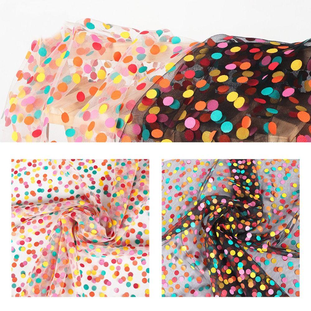 Creative Gift Colorful Polka Dot Tulle Fabric Sheer Lightweight Organza Gauze Polyester Soft Wrapping Paper Bow Making
