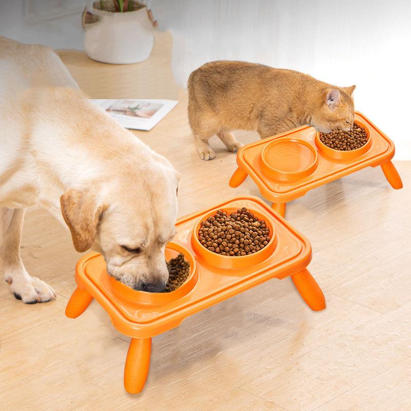 Cat And Dog Food Double Bowl Water Bowl Multifunctional Anti Rollover Food Container Detachable Leg Pet Food Bowl