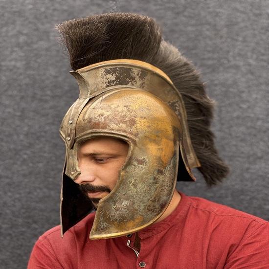 Medieval Trojan Warrior Helmet Great King Achilles Helmet Warrior Helmet Roleplay, Halloween, LARP, Christmas