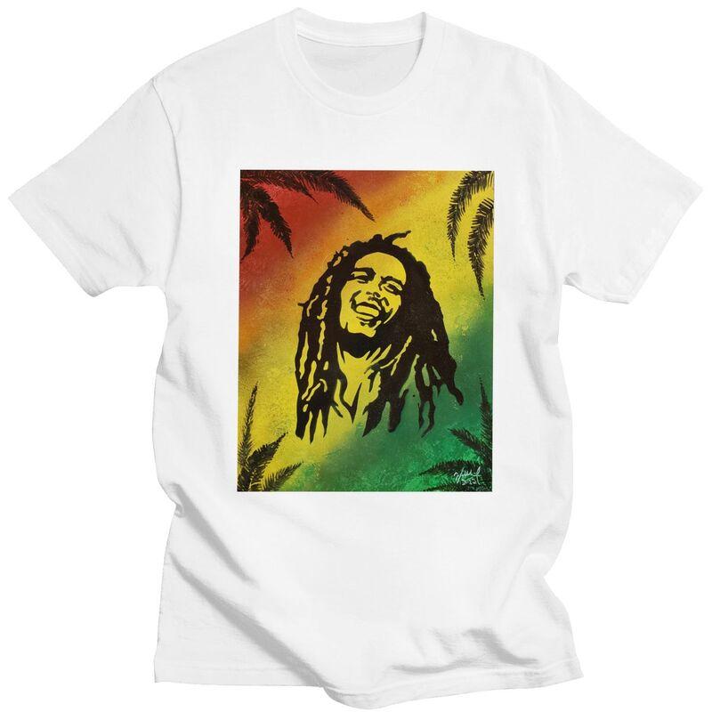 Custom Jamaica Reggae Rock Bob Marley T Shirts for Men 100 Cotton Tee Tops Tshirt Casual Tshirt Clothes