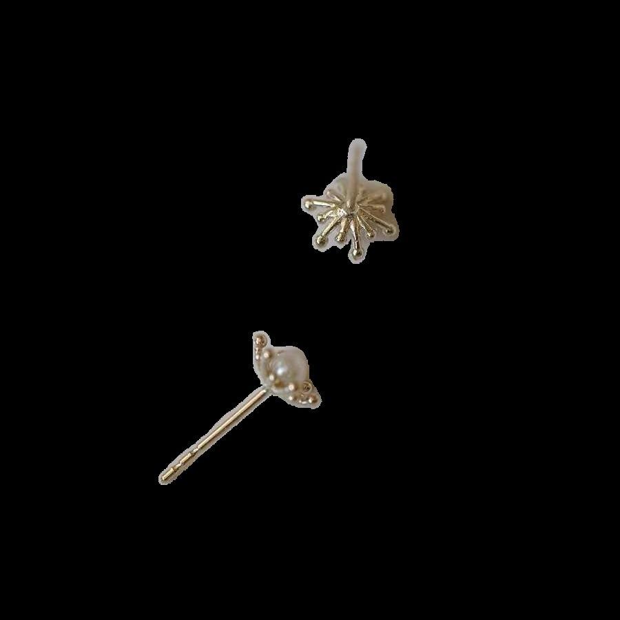 S925 Sterling Silver Flower Design Shell Bead Stud Earrings Elegant All-Match Flower Mini Earrings Women