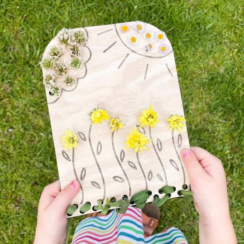 Flower Leaf Collector Board Handcrafts Wood Flower Arrangement Support Table Display for Indoor Use Valentines Gift