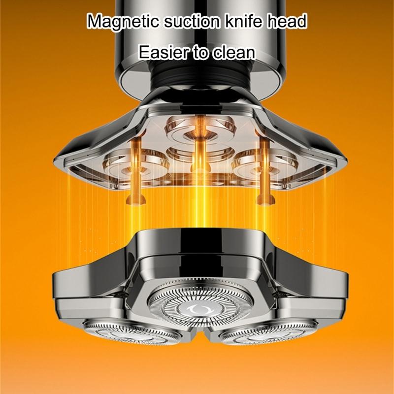 Rechargeable Rotary Shaving Machine Face Cordless Beard Trimmer Shaver Replacement Head Magnetic Electric Shaver