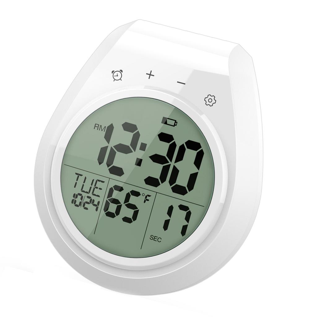 Digital Bathroom Wall Clock Waterproof With LCD Display Time Temperature Date 12/24 Hour Mode Countdown Timer Suction Cup