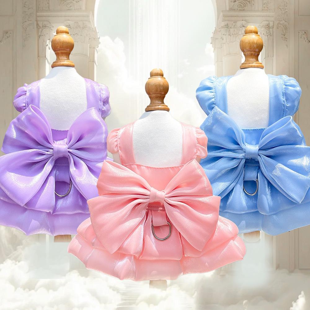 Vestido Transpirable de Princesa para Cachorro Diseño de Lazo Chaleco para Perro Gato Para Chihuahua Pomerania Teddy