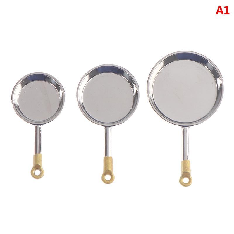 3Pcs/Set Dollhouse Miniature Metal Saucepan Simulation Kitchen Pan Model Toys
