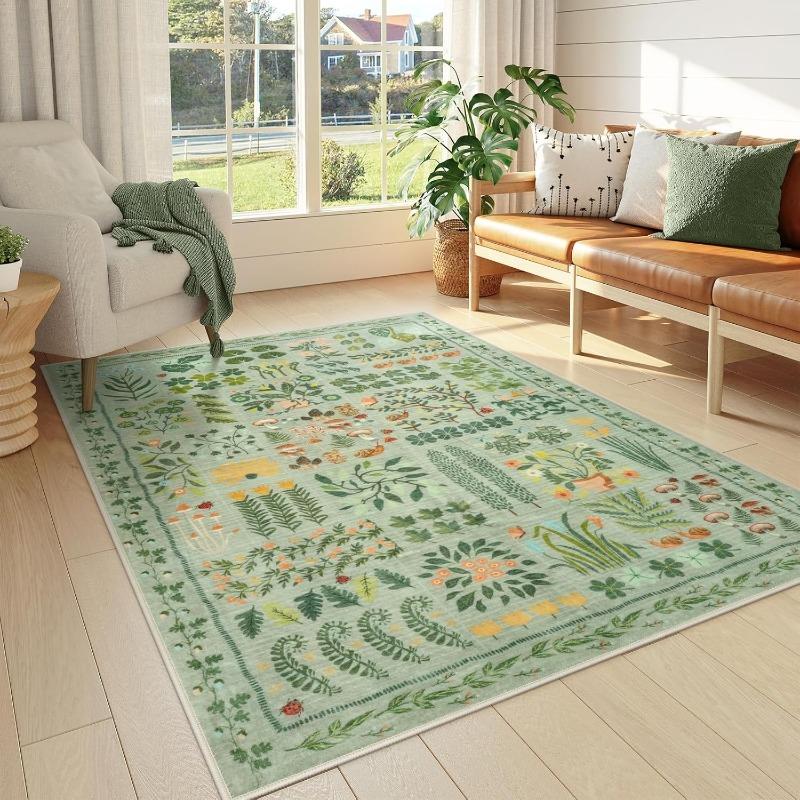 

Ретро Ковры для Гостиной Стильный Цветочный Принт Ковер для Спальни Машинная Стирка Нескользящий Легкая Роскошь Коврик для Дивана Кофейного Столика Tapis 50x80cm (19x31inch)