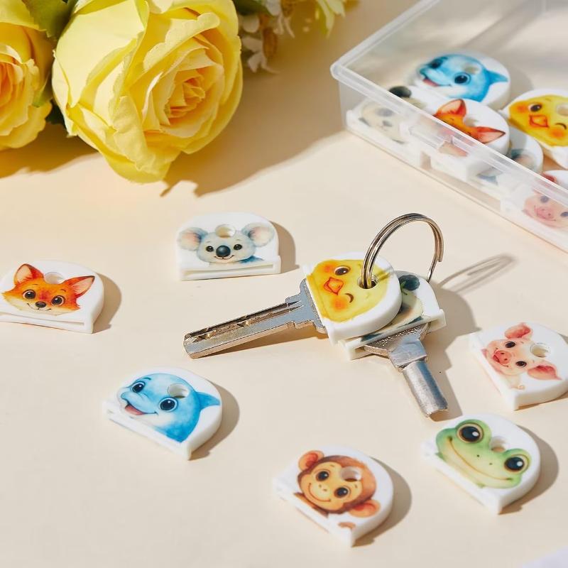 6Pcs/12Pcs Flexible Silicone Anti Slip Key Caps Cover Set Soft Protectors Colorful Key Identifier For Home Car Office Keys