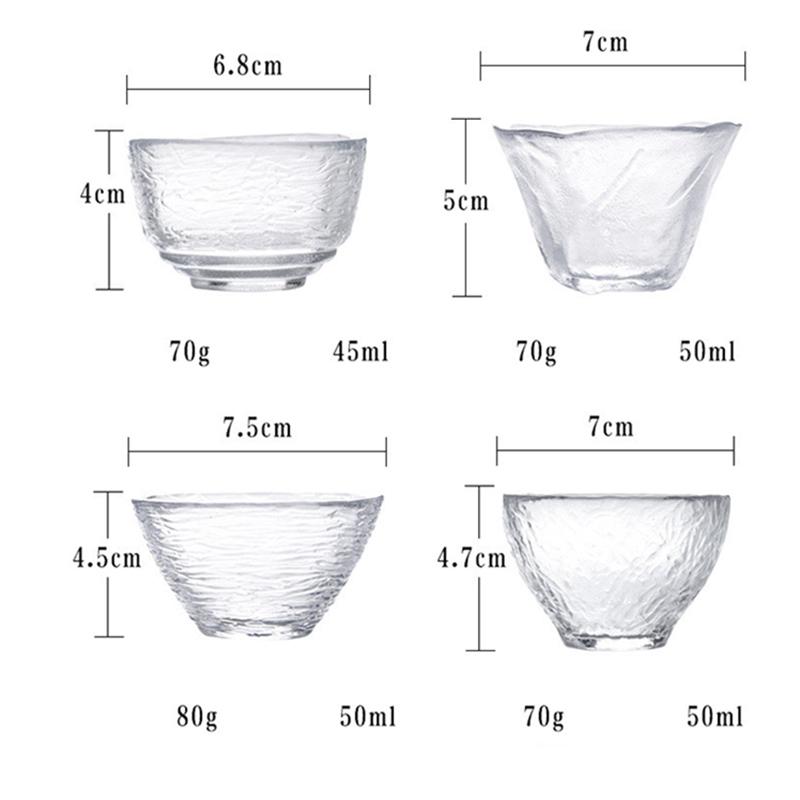 Japanese-Style Handmade Hammered Glass Small Teacup Sake Cup Tea Glass Cup