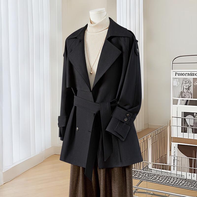 

Женское однотонное пальто-тренч в британском стиле с лацканами L