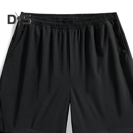 Herren-Shorts, einfarbiges Design, elastische Taille, Sport-Shorts mit Taschen, atmungsaktive Shorts im Casual-Stil