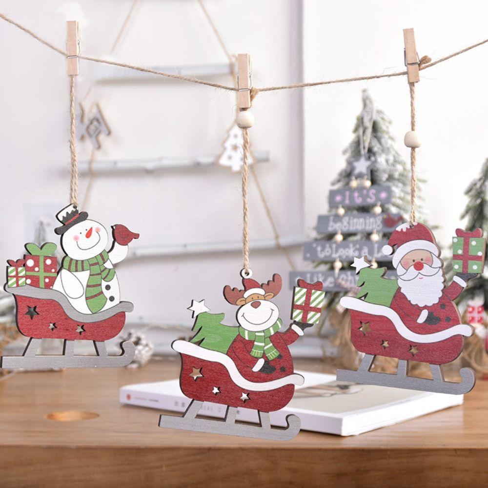 Snowman Deer Wooden Santa Hanging Ornaments Wooden Christmas Snowman Pendant  Christmas Gifts