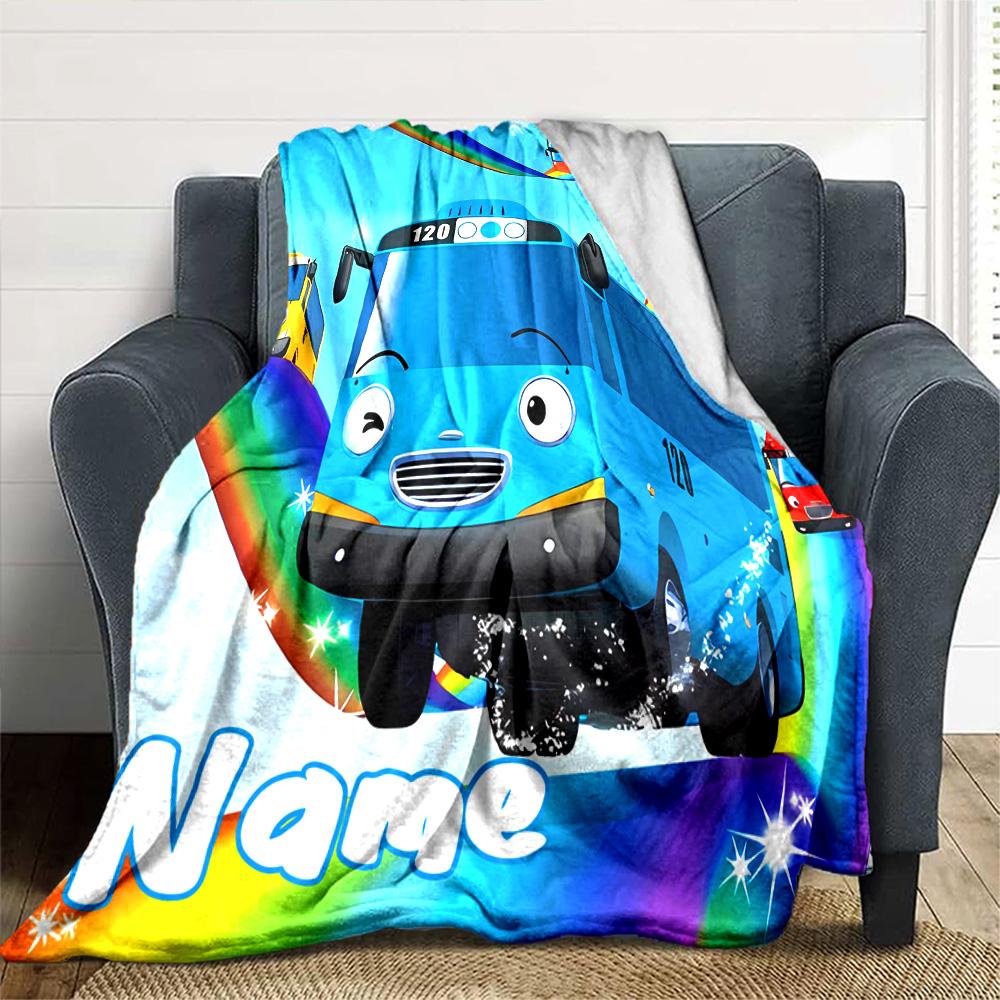 Coperta Personalizzata Nome Personalità Tayo il Piccolo Autobus Morbida e Calda per Divano Ufficio Letto Viaggio Pausa Pranzo, Regalo Adatto a Tutte le Stagioni