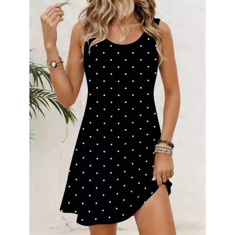 Women's Vintage Pattern Printed Sleeveless Round Neck Dress Loose Soft and Comfortable Plus Size Dress