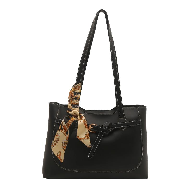 Retro Commuter Shoulder Bag  Simple Pu Leather Tote Bag Underarm Bag Female Versatile Large Capacity Handbag