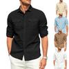 Men's Shirt Double Pocket Cotton Blends Long Sleeved Shirt Casual Vacation Shirts