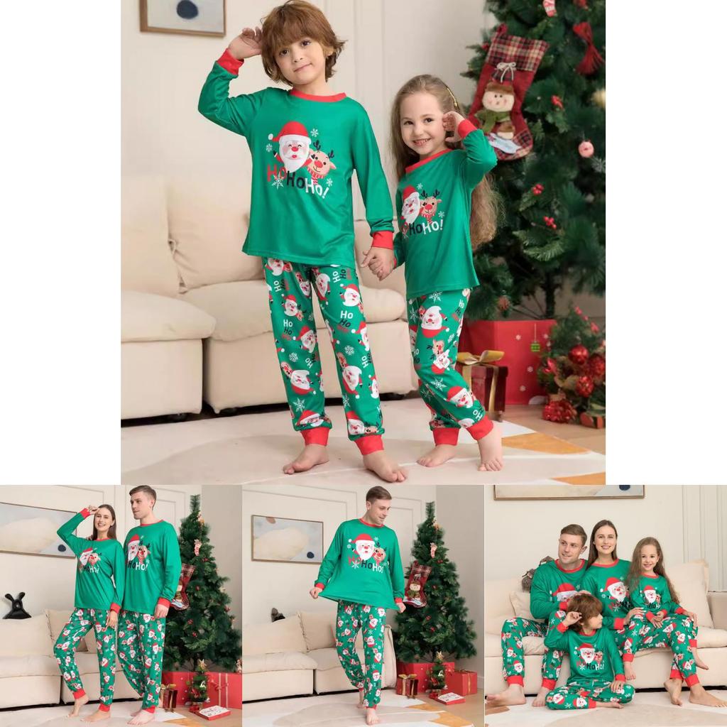 Festive Christmas Family Pajama Set Adorable Santa Print Soft Fabric For Everyone