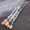 Baby Beech Teether Pacifier Clips Personalized Name Silicone Teether Geometric Crochet Beads Chain Pacifier Clips Nipple Clip