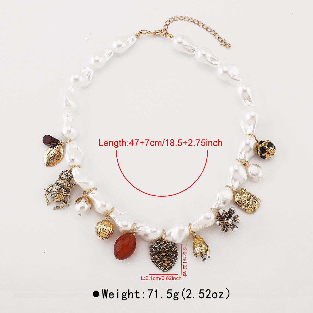 

Tooxika Модное барочное ожерелье с несколькими подвесками в виде сердца насекомого, цепочка с бусинами из искусственного жемчуга