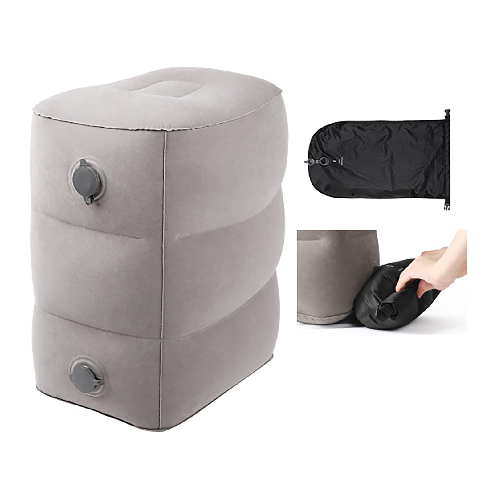 

Airplane Footrest [Inflates in 40 Seconds] Lightweight, Comfortable Airplane Foot Cushion, No Pump Required, Three Height Adjustable Positions, Easy t