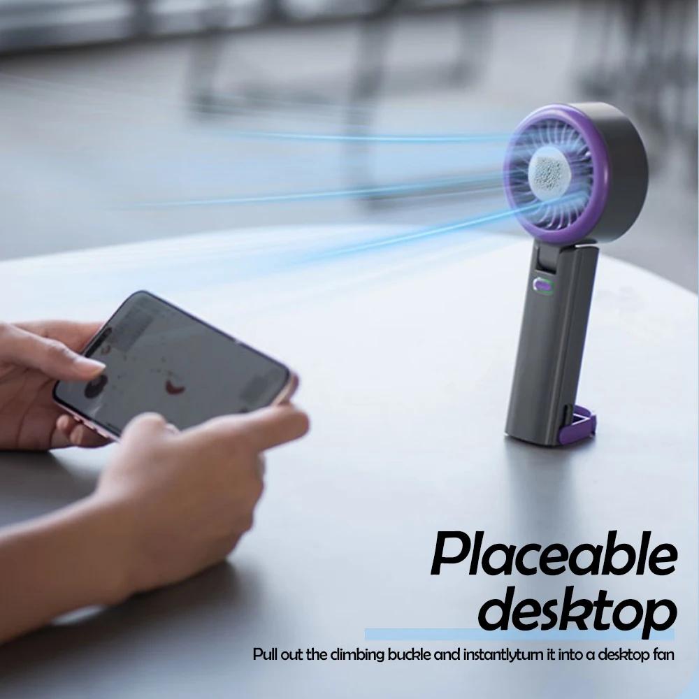 Portable Handheld Mini Turbo Cooling Fan with Hook USB Rechargeable High-speed Ice Compress Fan Foldable Air Cooling Turbo Fan