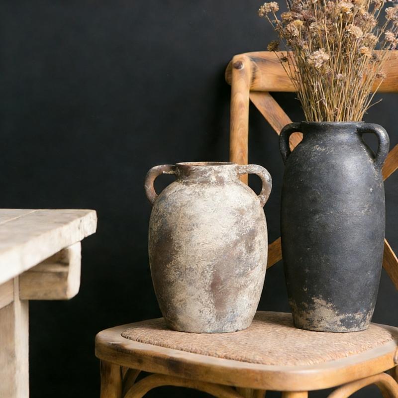 Ceramic Flower Vases Farmhouses Rustics Vases,Handcrafted Weathered Pottery Vases Terracotta Flower Vases Home Decors