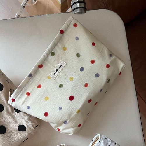 Korean ins polka dot love lipstick bag, high-value girl, hand-held makeup bag, large-capacity liner storage bag