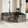 9-Piece Garden Sofa Set with Cushions In Grey Poly Rattan Acacia 3356354
