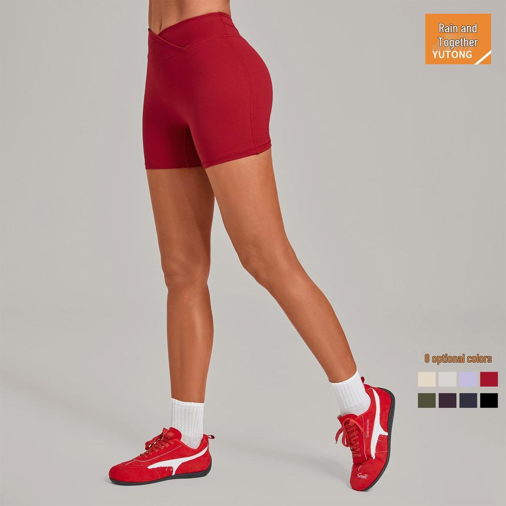 High-Waisted Cross-Waist Yoga Shorts for Running, Cycling, Sports (Model 9721)