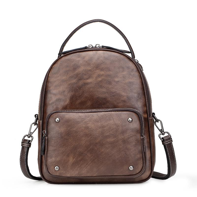 Johnature Saco do vintage couro genuíno feminino pequena mochila lazer natural mochilas de grande capacidade sacos de viagem