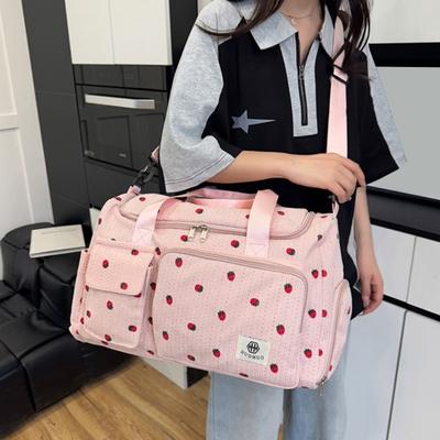 Strawberry Travel Carryall Large Capacity Wet And Dry Separation Duffel Bag Crossbody Gym Bag with Shoes Compartment for Fitness Weekender