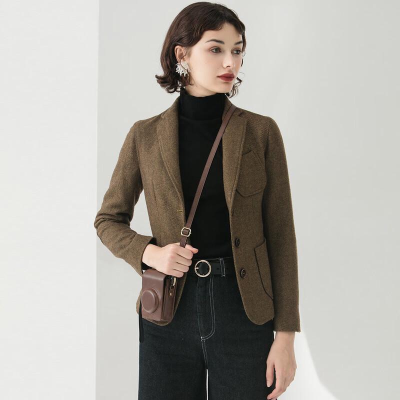 

Женский пиджак Bailuyu в стиле ретро с лацканами, из шерстяной смеси L