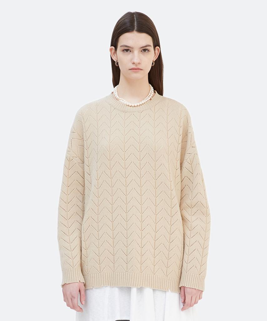 GYEONG Oversize Damaged Knit Sweater_Beige