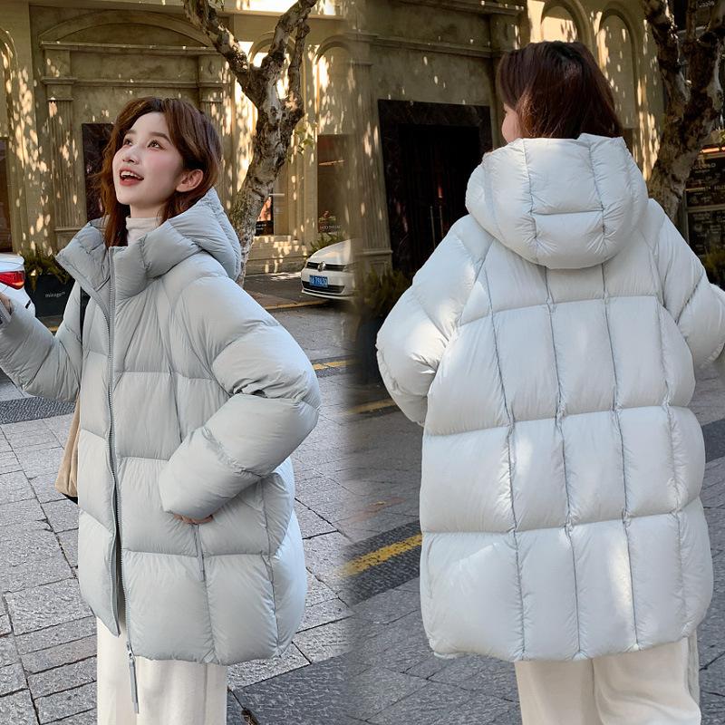 

Cloud puff down cotton-padded jacket for women s medium and long models, new thickened hooded small cotton-padded jacket, bread jacket. S синий
