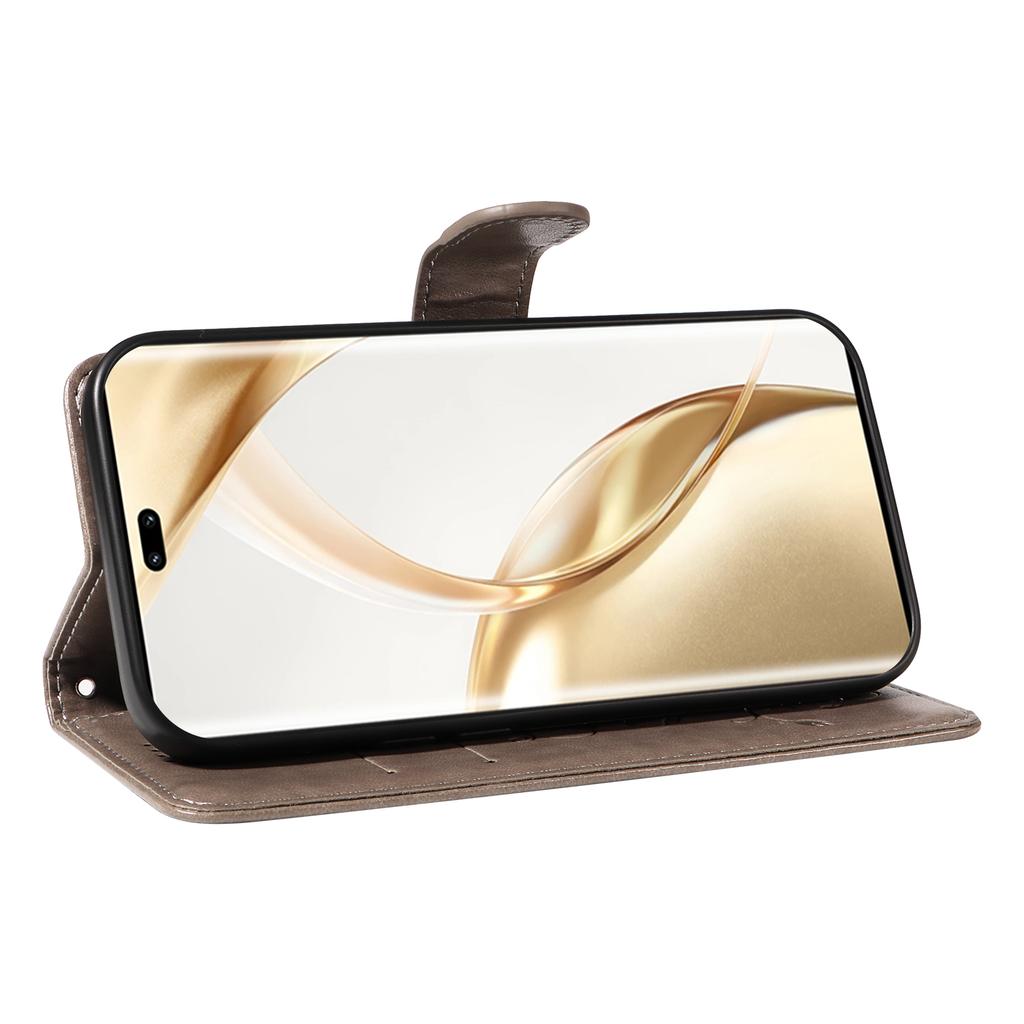 Für Honor 200 Pro 5G PU Lederhüllen Blumenmuster Brieftasche Ständer Handyhülle mit Riemen
