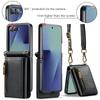Auto Leather Crossbody Phone Case for Samsung Galaxy Z Flip 7 Flip6 5 4 3 Long Strap RFID Blocking Card Slot Wallet Stand Cover