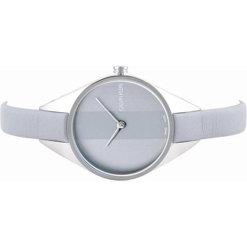 CALVIN KLEIN Rebel Series Watch Quartz Movement Leather Strap 29mm Gray Dial Women's Watch 30 Meters Waterproof K8P231Q4