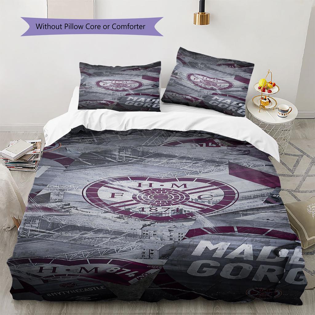 Heart of Midlothian Football Club Pattern Bedding,Quilt Set Quilt Cover Pillowcase Home Birthday Gift(1 * Duvet Cover + 2 * Pillowcase, Without Core)