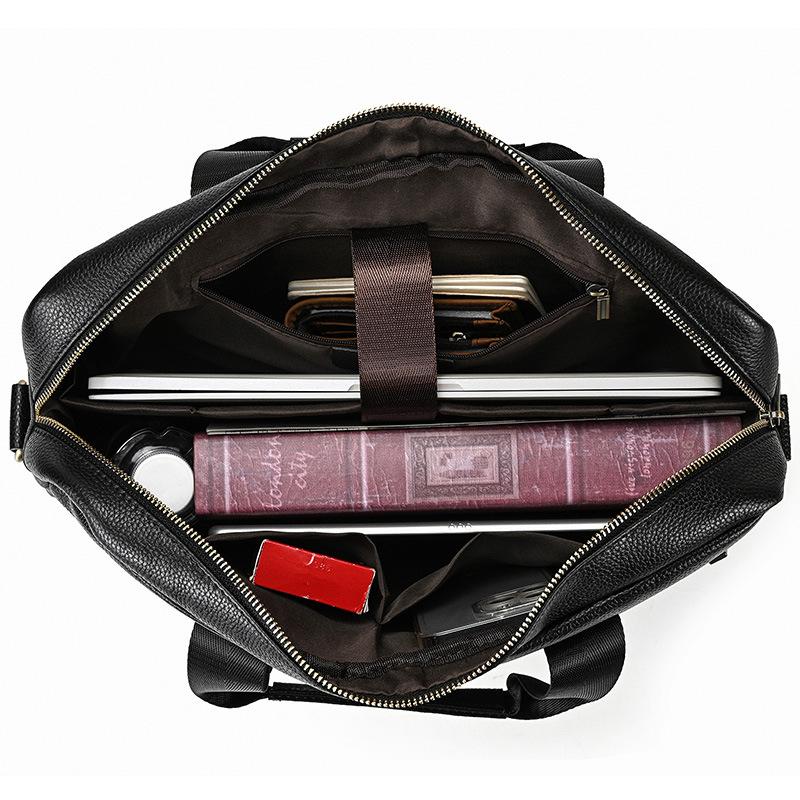 Men's Business Briefcase Fit 15" PC Genuine Leather Handbag Real Leather Male Laptop Handbag A4 Office Man Crossbody Bag