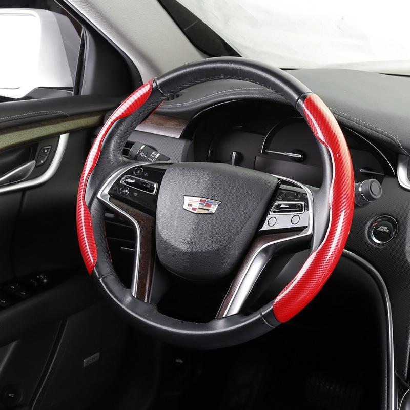 Universal Non-Slip Carbon Fiber Steering Wheel Cover - All-Season, Dirt-Resistant, Water Transfer Pattern.