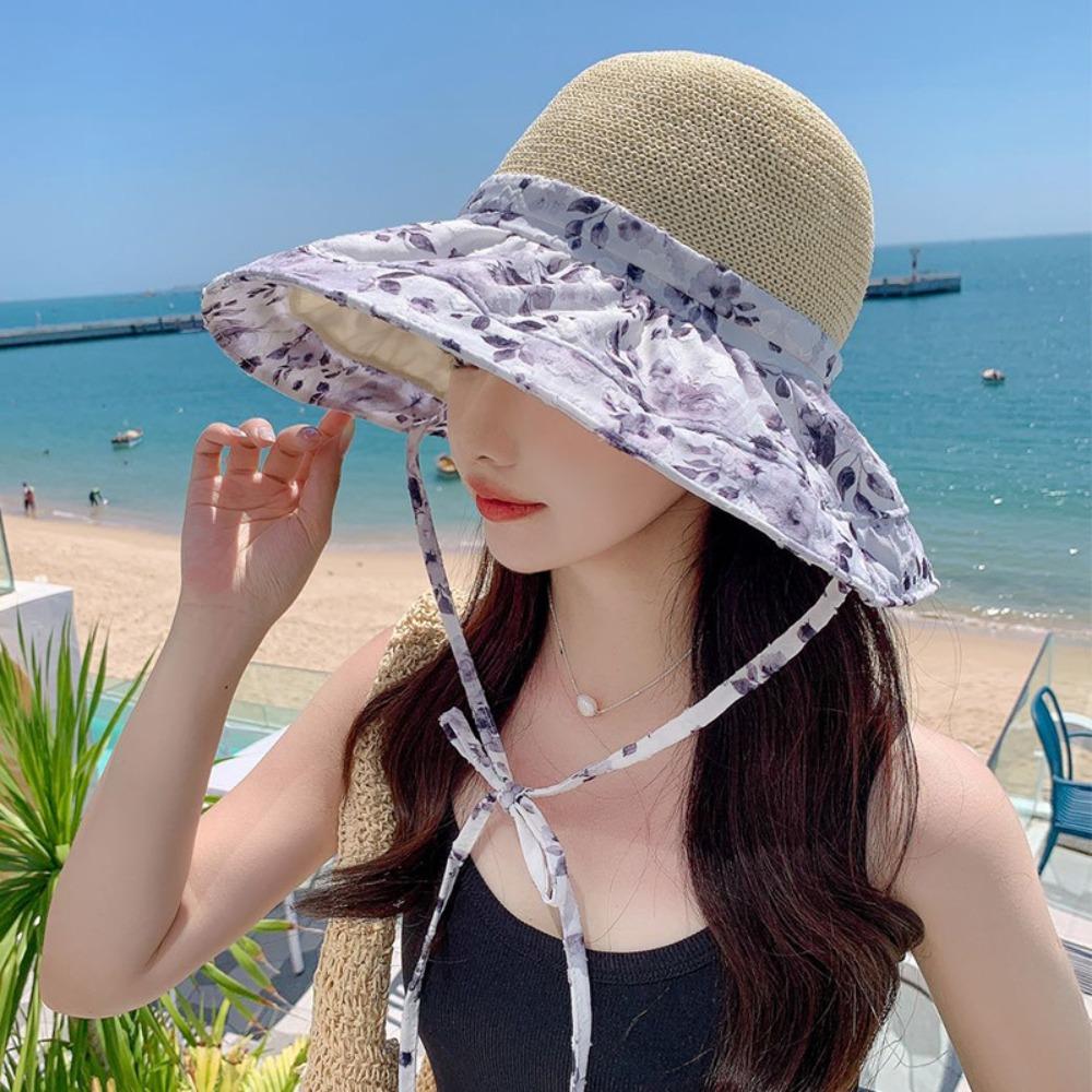 Spring Summer Straw Sun Hat French Style Women's Sun Hat Elegant Seaside Beach Cap  Outdoor